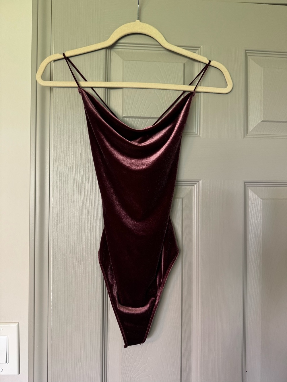 Abercrombie & Fitch Maroon Satin Cowl Neck Bodysuit